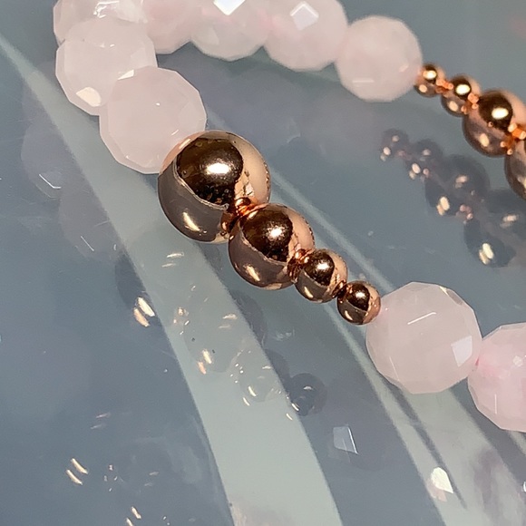 ROSE QUARTZ & HEMATITE & COPPER NATURAL BRACELET - Picture 4 of 5